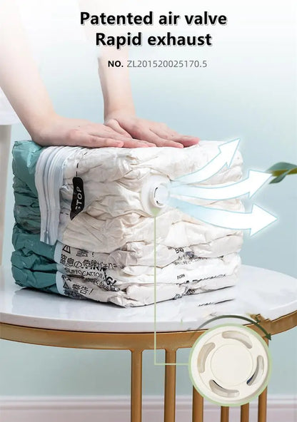 No-Pump Vacuum Storage Bags – Large Plastic Compression Bags for Clothes, Blankets & Travel Accessories