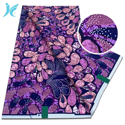 2026 African Grand Super Batik Fabric - Soft Real Print Glitter Gold Ankara Wax Fabric for Dresses & Sewing