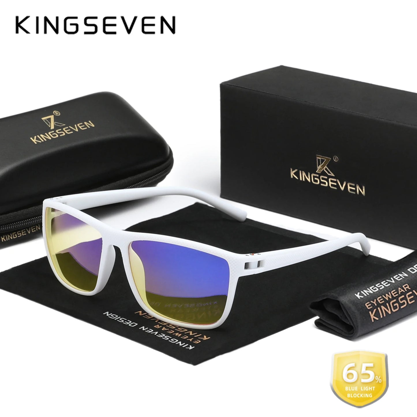 99% Blue Light Blocking Glasses — KINGSEVEN Transparent Lens Computer Eyeglasses