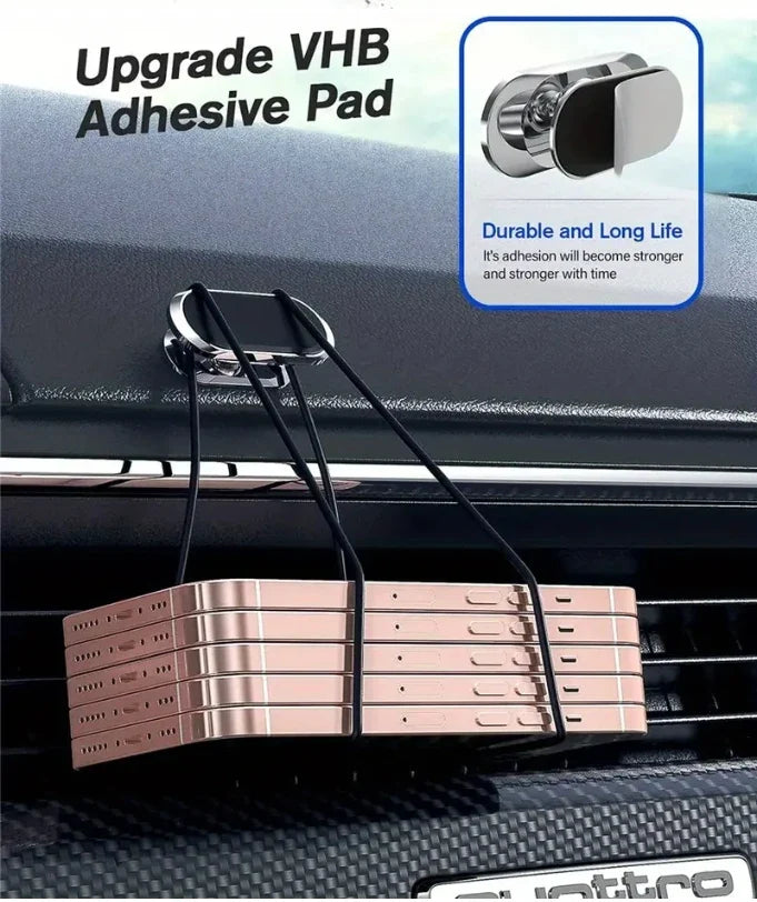 Magnetic Car Phone Holder - 360° Rotatable Mini Strip Shape Stand with Strong Metal Magnet for iPhone 14 & Huawei GPS Mount