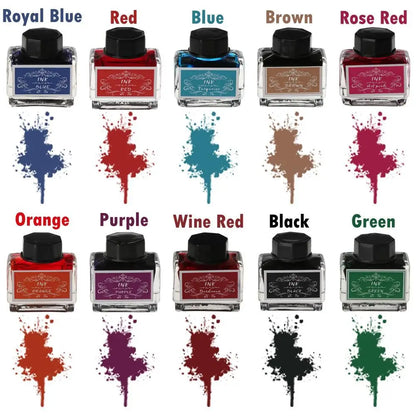 15ml Carbon-Free Fountain Pen Ink — Non-Carbon Ink Bottle for Stationery & Printing