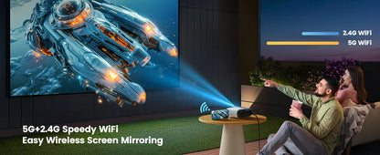 TOPTRO Mini Projector – Full HD 1080P Support, 16000 Lumens, Auto Keystone, WiFi & Bluetooth Portable Home Theater Projector