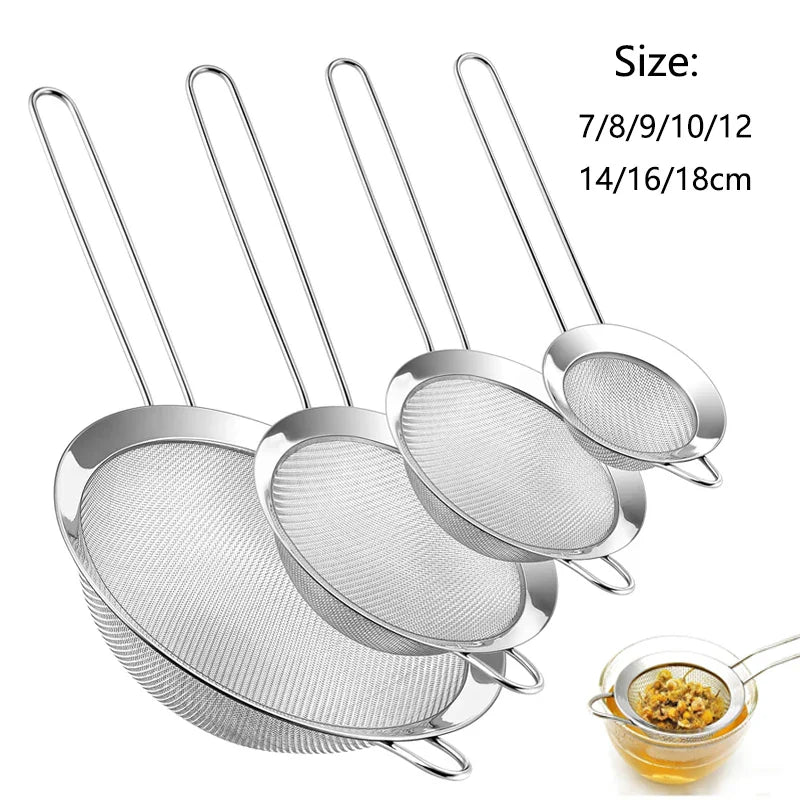 1/3/4pcs Stainless Steel Fine Mesh Strainer – Oil, Flour, and Pastry Sieve for Baking & Kitchen Use