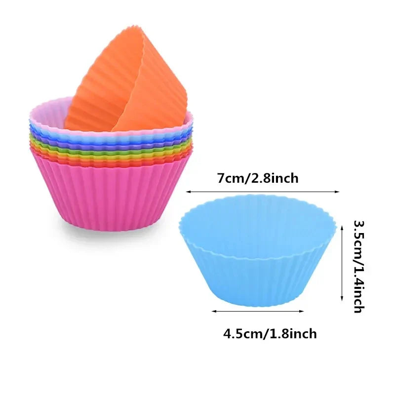 Reusable Silicone Round Cake Mold Set – Muffin & Cupcake Baking Tools for DIY Wedding, Birthday & Party Decorations
