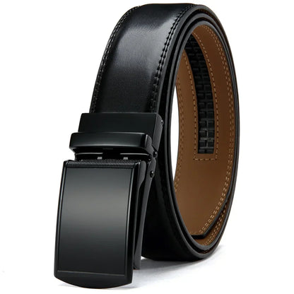 Men’s Luxury Genuine Leather Belt – High-Quality Cowhide with Metal Automatic Alloy Buckle