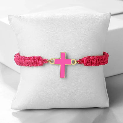 Jesus Cross Braided Bracelet - Handmade Christian Faith Friendship Bangle Jewelry Gift for Women & Men