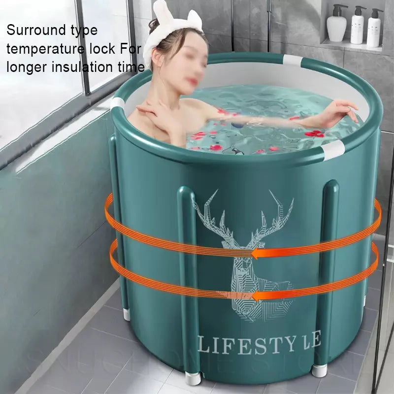Portable Collapsible Bath Bucket - Large Capacity Bathtub, Easy Ice Bath Setup, Ideal for Winter Showers, No-Installation Bathroom Solution