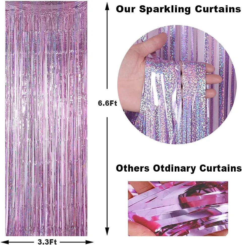 2-Meter Gold Glitter Tinsel Fringe Foil Curtain - Party Backdrop for Birthdays, Weddings, Anniversaries, Adult Celebrations