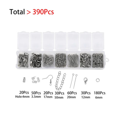 210-400Pcs Jewelry Making Kit - Lobster Clasps Jump Rings Crimp Beads Findings for DIY Bracelets & Necklaces