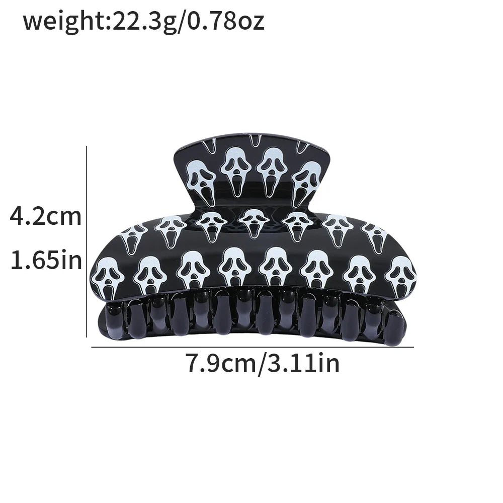 Skull Pattern Hair Claw | Red & Black Multi-Functional Hair Accessory