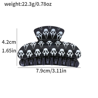 Skull Pattern Hair Claw | Red & Black Multi-Functional Hair Accessory