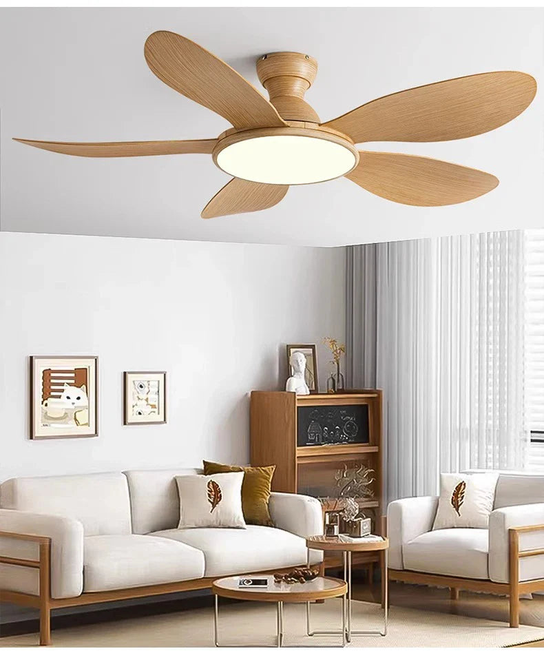 52-inch Modern LED Ceiling Fan — 60W Low Floor DC Motor, 35W Light, Remote Control, 110-220V