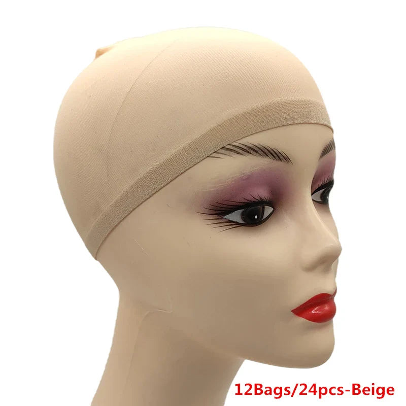 Ventilated Nylon Mesh Wig Cap – Stretchy, Breathable, Extra Thin Stocking Hairnets for Wigs, Available in 1/6/12 Bags