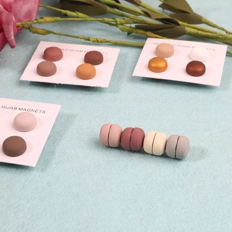 WLP Magnetic Hijab Clips - Solid Color Round Strong Magnet Pins for Silk Scarves Shawls Turban Accessories