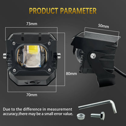 1/2PCS V7 Pro Mini LED Driving Light — 40W High/Low Beam with White & Yellow Korea LED Chip