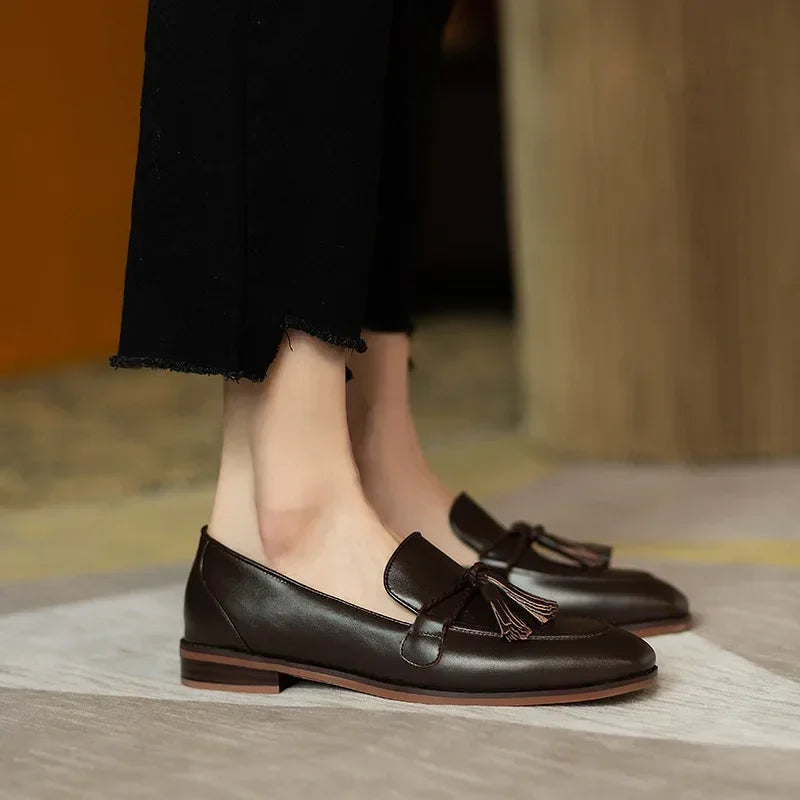 Women’s Retro Bowknot Flat Shoes – Fashion Tassel Loafers, Elegant Round Toe Casual Party & Winter Dress Pumps