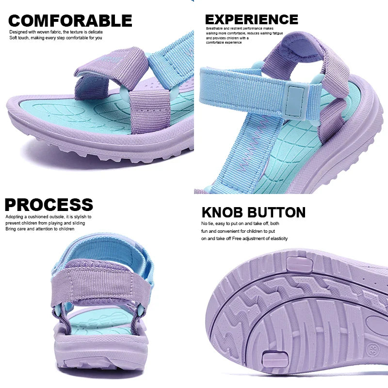 Kids Breathable Summer Sandals – Boys & Girls Outdoor Beach Open-Toe Sport Walking Shoes Size 30-38 Comfortable Footwear