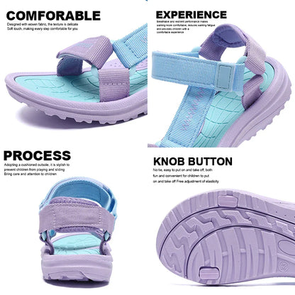 Kids Breathable Summer Sandals – Boys & Girls Outdoor Beach Open-Toe Sport Walking Shoes Size 30-38 Comfortable Footwear