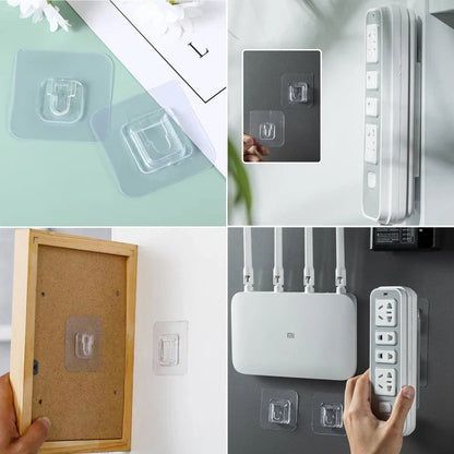 Strong Non-Marking Adhesive Patch Hook - Non-Punching Transparent Wall Hanging Shelf Buckle, No-Nail Auxiliary Patch