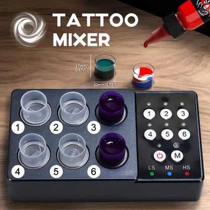 Tattoo Ink Vortex Mixer — Wireless Magnetic Anti-Sedimentation Pigment Stirrer with 100pcs Ink Cups