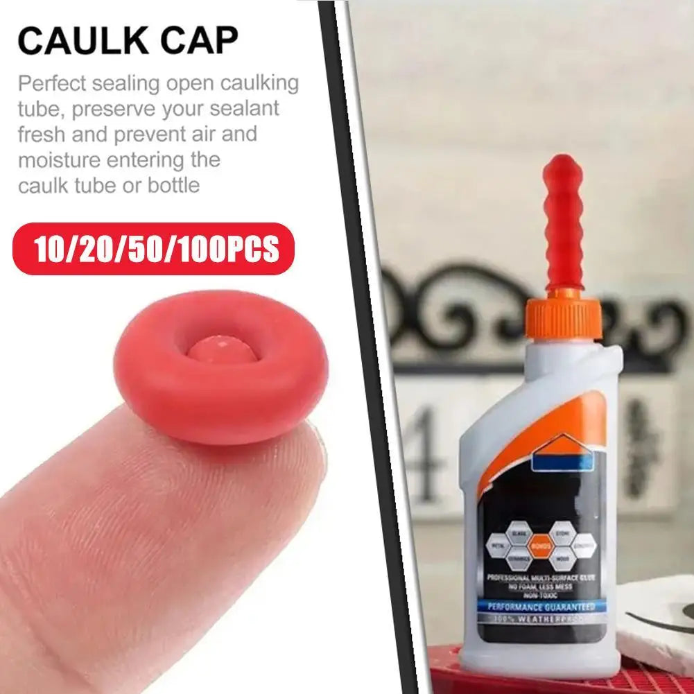 10-100PCS Red Caulk Saving Caps – Glass Glue Tip Protective Cover for Caulking Gun Nozzles