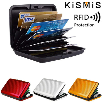 KISMIS RFID Metal Wallet – Business ID & Credit Card Protector for Men & Women, Card Holder with Package Box