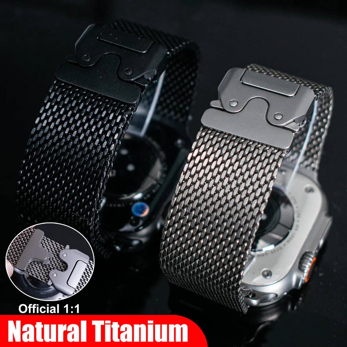 Titanium Band for Apple Watch Ultra 2 (49mm) – Milanese Loop Strap for Series 10/9/8/7/6/5 with Secure Parachute Buckle