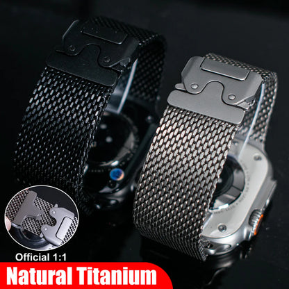 Titanium Band for Apple Watch Ultra 2 (49mm) – Milanese Loop Strap for Series 10/9/8/7/6/5 with Secure Parachute Buckle