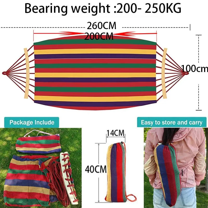 Outdoor Canvas Camping Hammock – Anti-Rollover Portable Thick Fabric Single/Double with Carry Bag