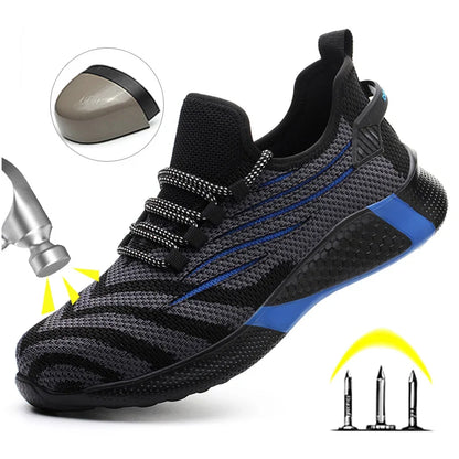 Men’s Safety Work Shoes – Lightweight Indestructible Sneakers with Anti-Puncture Protection, Durable Work Boots for Industrial & Construction Use