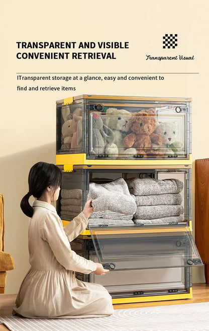 Foldable Transparent Storage Trunk — Large Capacity Plastic Organizer Box for Home, Wardrobe, and Clothes Storage