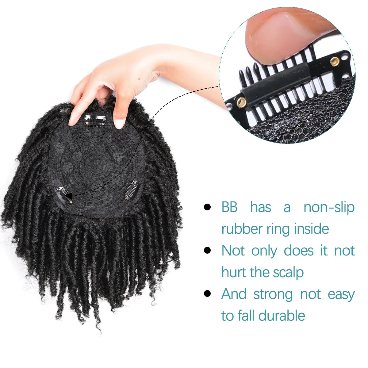 Short Crochet Synthetic Wig with Clips – Afro Braided Half Dreadlock Hair Extensions for Men & Women