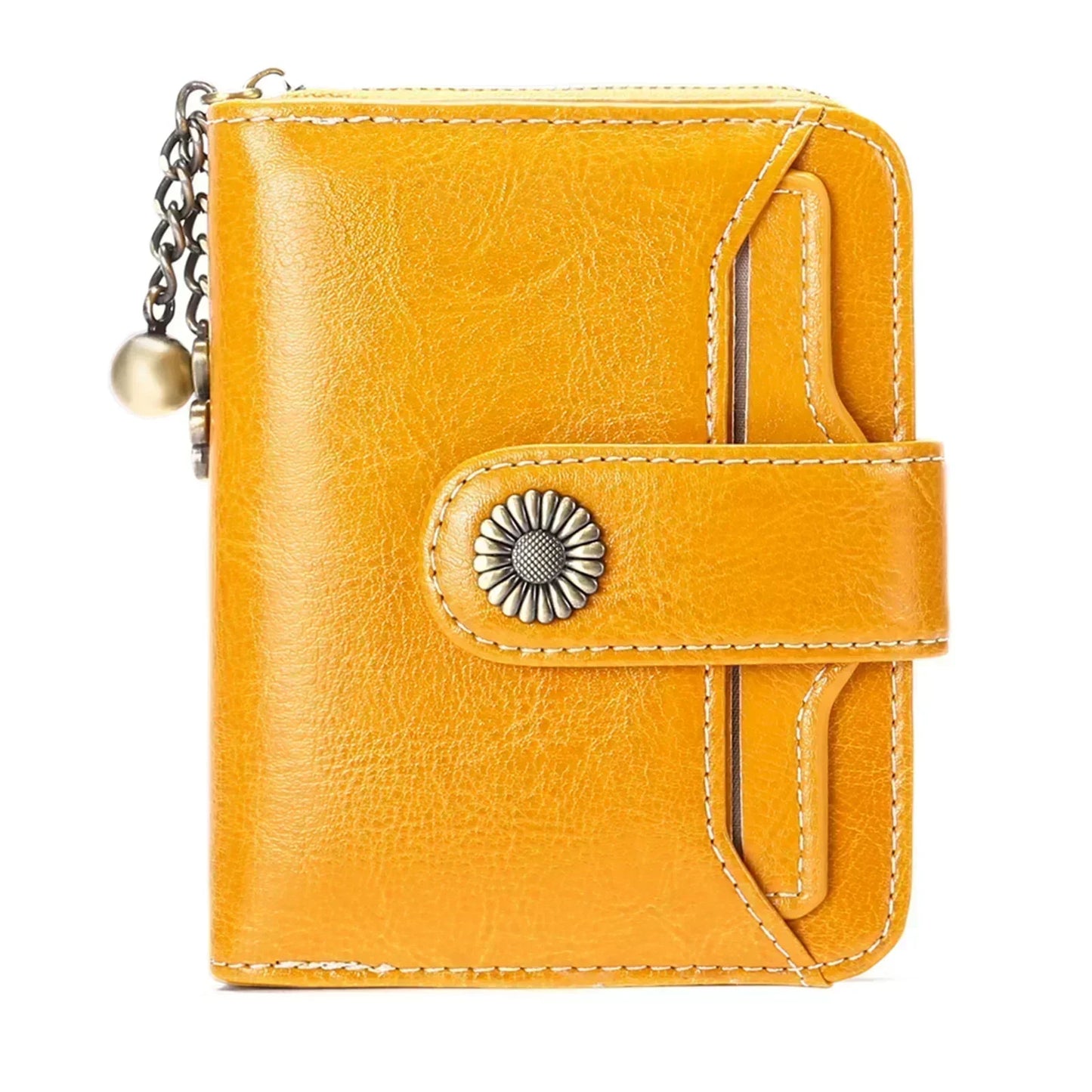 Genuine Leather Short Wallet for Women — Slim Hasp & Zipper Mini Purse, Portable Coin & Card Holder