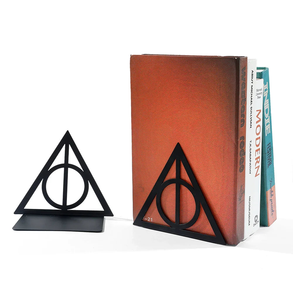Triangle Metal Bookend – Heavy-Duty Iron Bookend for Desktop Organization, Home & Office Use