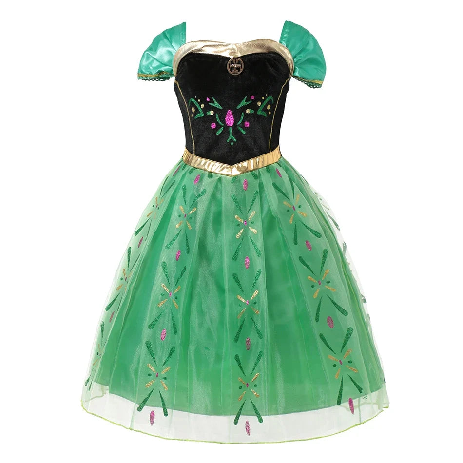 2026 Girls Princess Costume Dress - Elsa, Anna, Snow White, Aurora, Moana, Rapunzel, Mermaid & Belle Carnival Cosplay Party Outfit