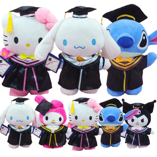 Anime Plush 25cm – Cinnamoroll, My Melody, Kuromi & Hello Kitty Kawaii Soft Stuffed Graduation Doll Gift