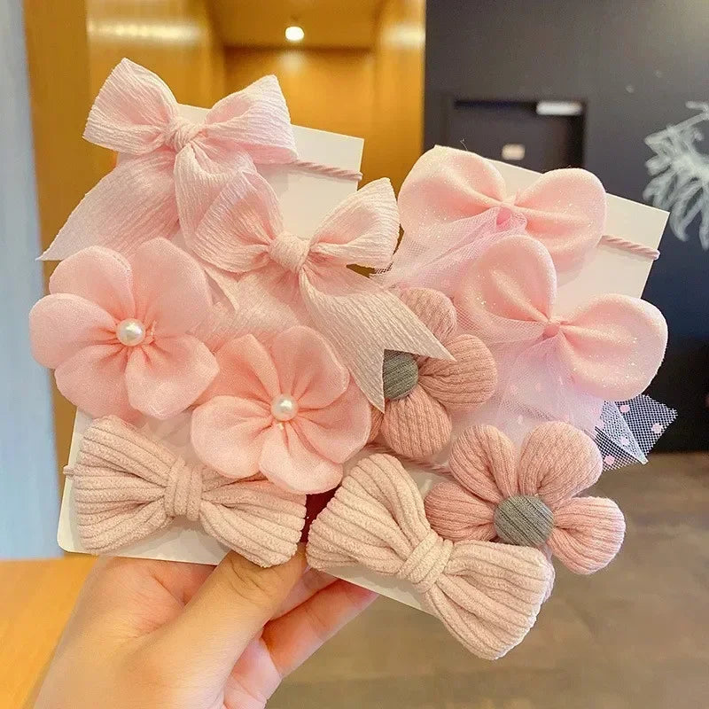 10 Pcs Baby Girl Flower Hair Bands Set – Cute Colorful Soft Scrunchies Ponytail Holders for Kids