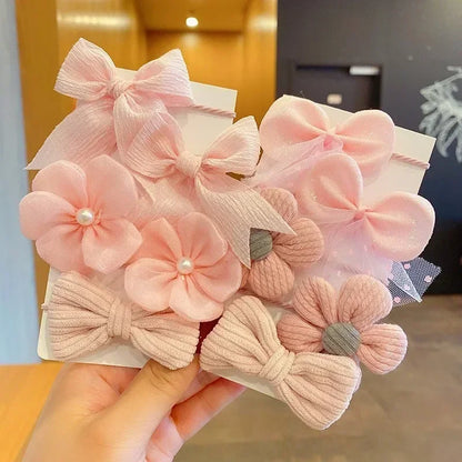 10 Pcs Baby Girl Flower Hair Bands Set – Cute Colorful Soft Scrunchies Ponytail Holders for Kids