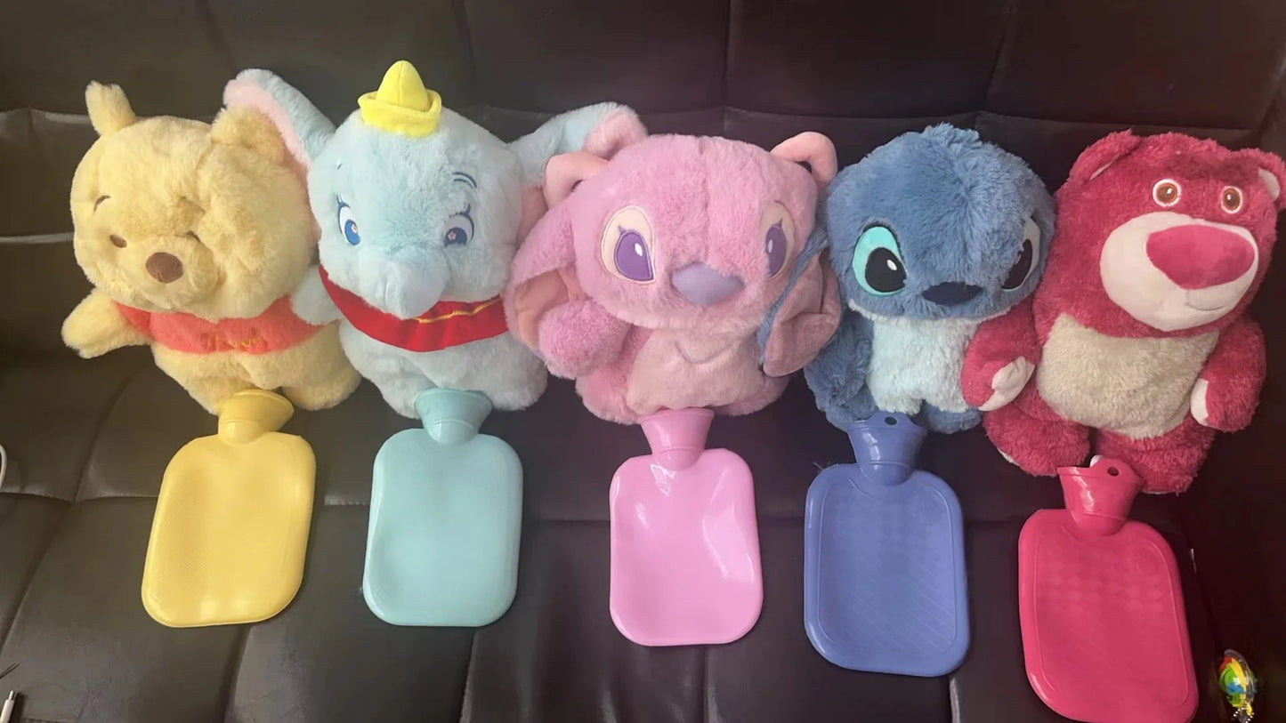 Disney Plush Hand Warmer Bottles - Stitch, Angel, Lotso, Pooh Bear, Dumbo Hot Water Hand Bag, Portable Warm Gift for Girls