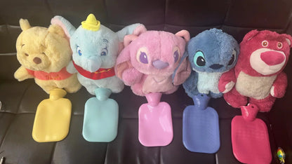 Disney Plush Hand Warmer Bottles - Stitch, Angel, Lotso, Pooh Bear, Dumbo Hot Water Hand Bag, Portable Warm Gift for Girls