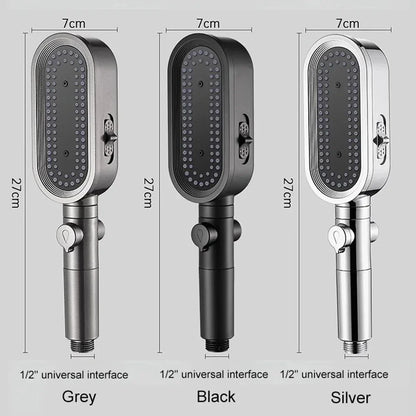 New High Pressure Shower Head Set – 3 Modes Adjustable Spray with Massage Brush, Filter & Rain Shower Hose for Bathroom