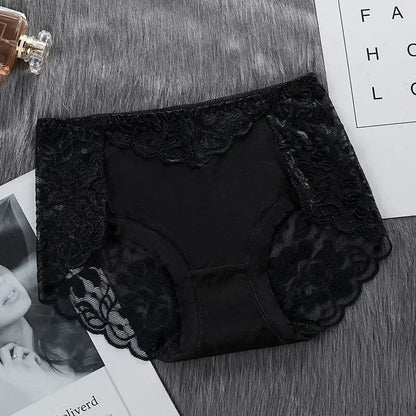 Women’s Cotton Lace Underwear Panties - Sexy Mid Waist Hollow Briefs with Hip Lift Comfort Fit Lingerie