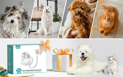 INSE P20 Pet Grooming Kit – Vacuum Suction 99% Pet Hair, Professional Clippers with 5 Tools for Dogs & Cats