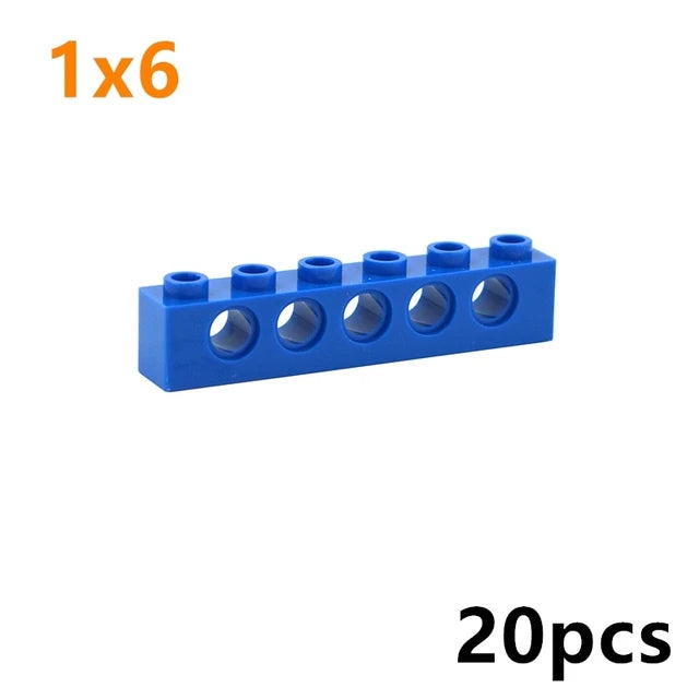 Technical Building Block Long Beam with Holes – Thick MOC Studded Bricks Compatible with 3703, 32018, 3895, 2730, 3894, 3701, 3700