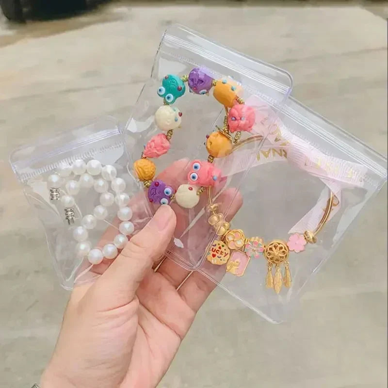 10/100pcs Thick PVC Jewelry Bags — Transparent Self-Sealing Pouches for Storage, Display & Anti-Oxidation Protection