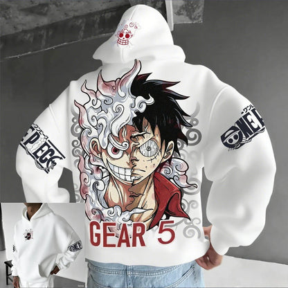One Piece Luffy Gear 5 Nika Hoodie – Anime Streetwear Pullover Sweatshirt for Men & Women
