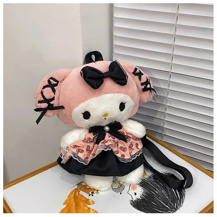 Kawaii Sanrio Kuromi Plush Backpack – Lolita Style Stuffed Animal Doll, My Melody Tote Bag for Women & Girls, Christmas Gift