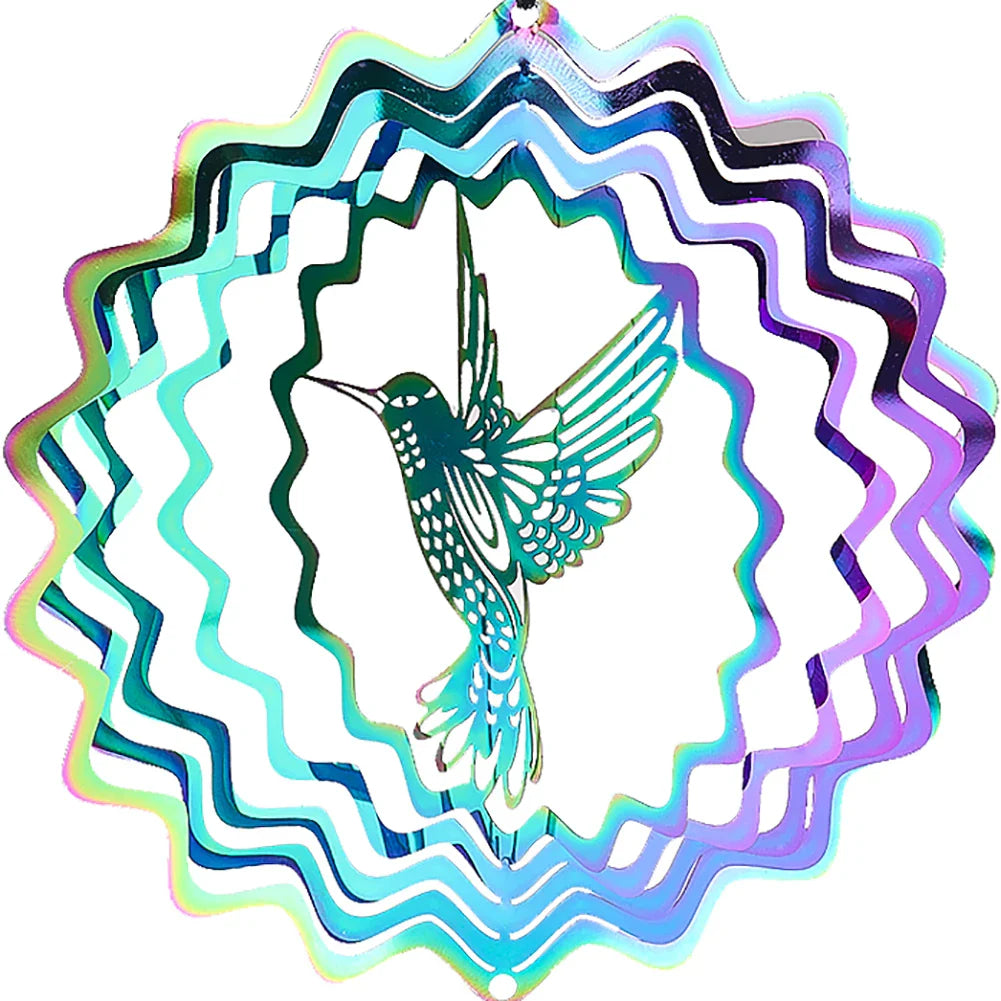 Tree of Life Wind Spinner with Gradient Spiral Tail – Hanging Garden Decor with Gazing Ball & Wind Chime Effect