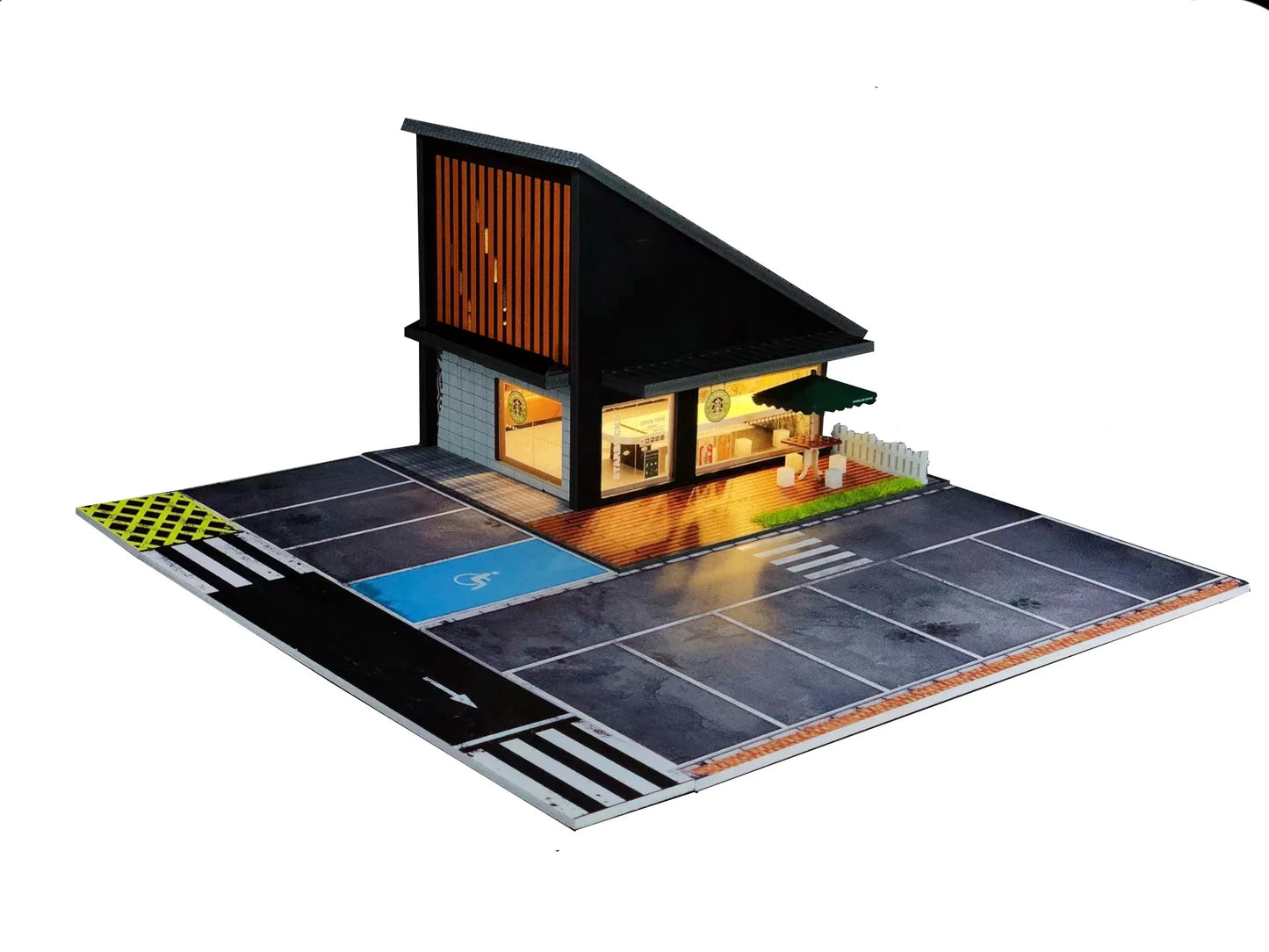 GFans 1:64 Scale Diorama Car Garage Model – LED Lighted Parking Lot DIY City Set for Collection & Display Gifts