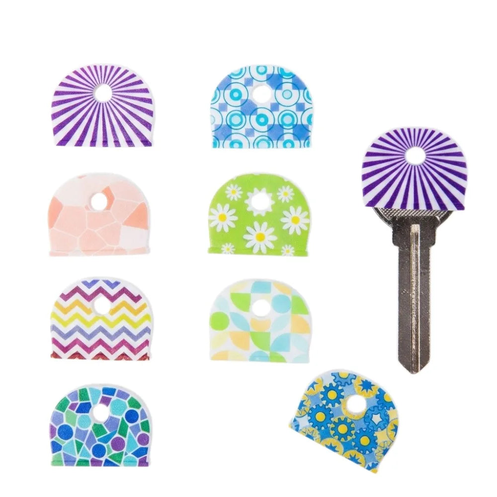 6Pcs Silicone Key Covers - Round Flower Pattern Non Slip Key Identifier and Protective Keychain Accessories